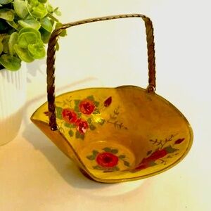 Brass Basket Hand Painted Made in India
